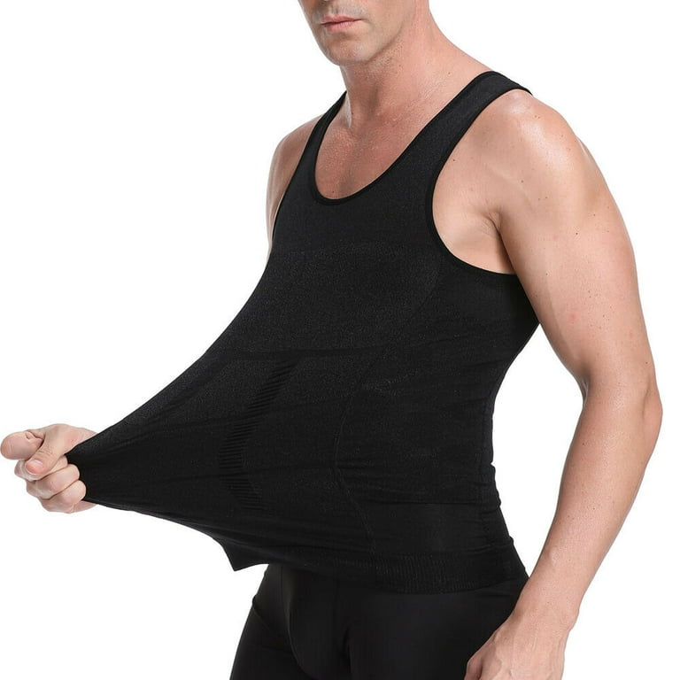 Men Body Shaper Slimming Vest Tight Tank Top Compression Shirt Tummy Control  Underwear Moobs Binder (Black, M) : : Clothing, Shoes & Accessories