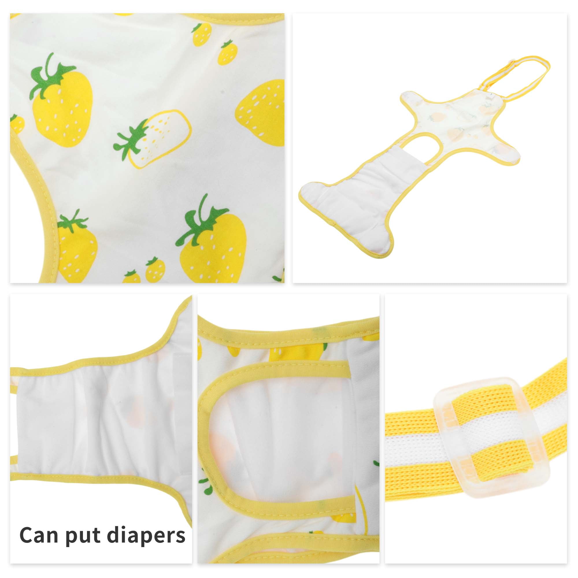 Unique Bargains Dog Diapers for Female Dogs Washable Reusable Panties Yellow White M