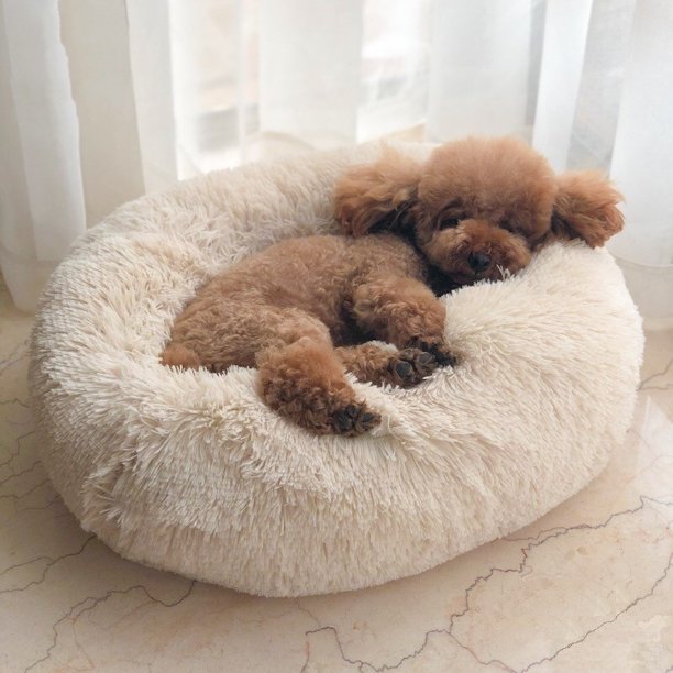 Cat Dog Beds, Soft Plush Donut Pet Bedding Winter Warm ...
