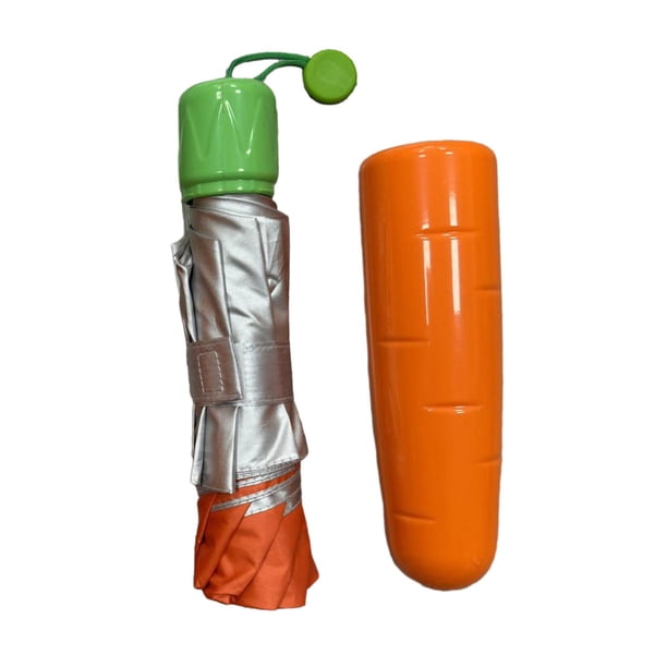 Paraguas Plegable Paraguas De Viaje Compacto Y Versátil Para Lluvia Para Viajes Senderismo Zanahoria