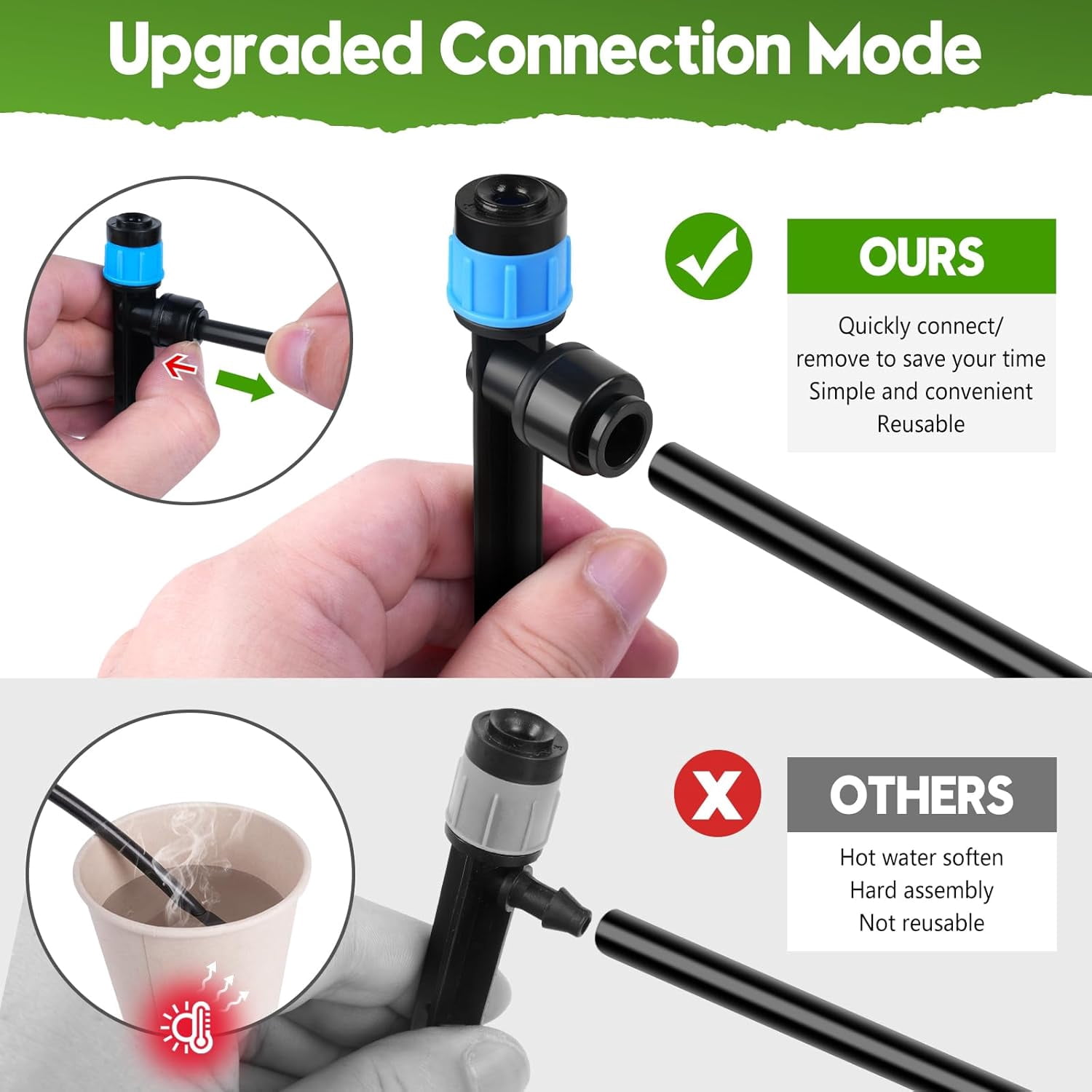 240FT 2025 Upgraded Drip Irrigation - Quick-Connect, 1/2"&1/4"Tubing, Adjustable Emitters