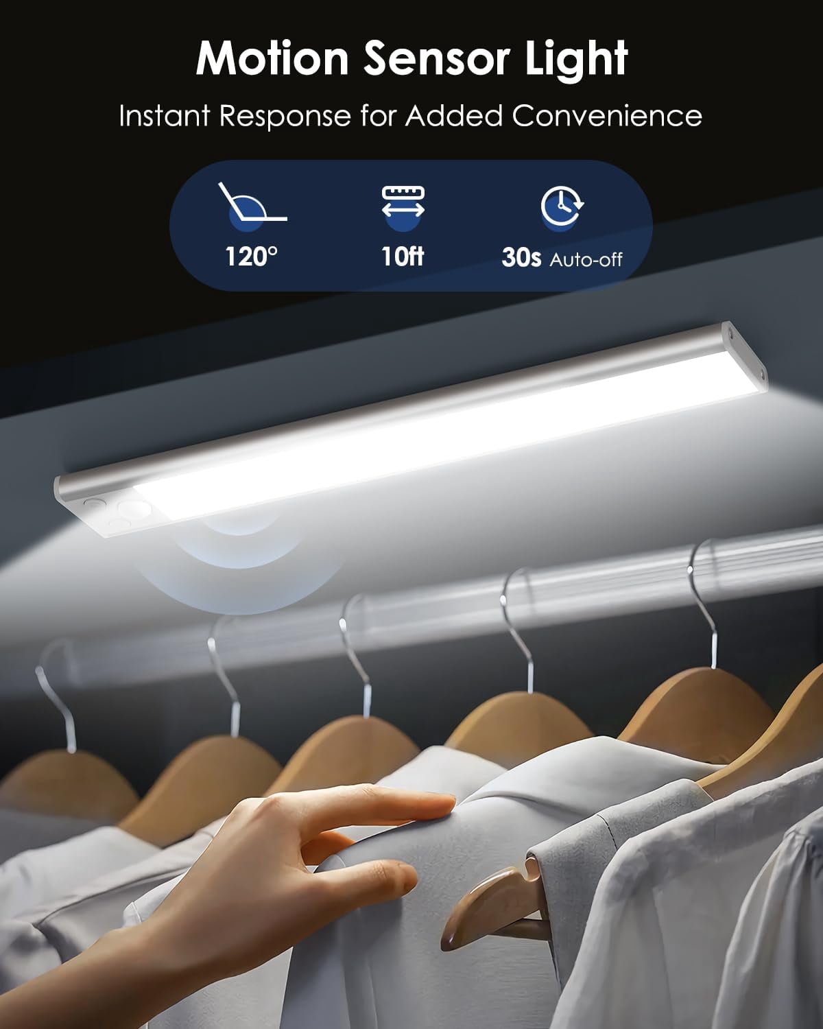 5Pack Under Cabinet Lighting 68LED 2000mAh Rechargeable Battery Operated Motion Sensor Light Indoor
