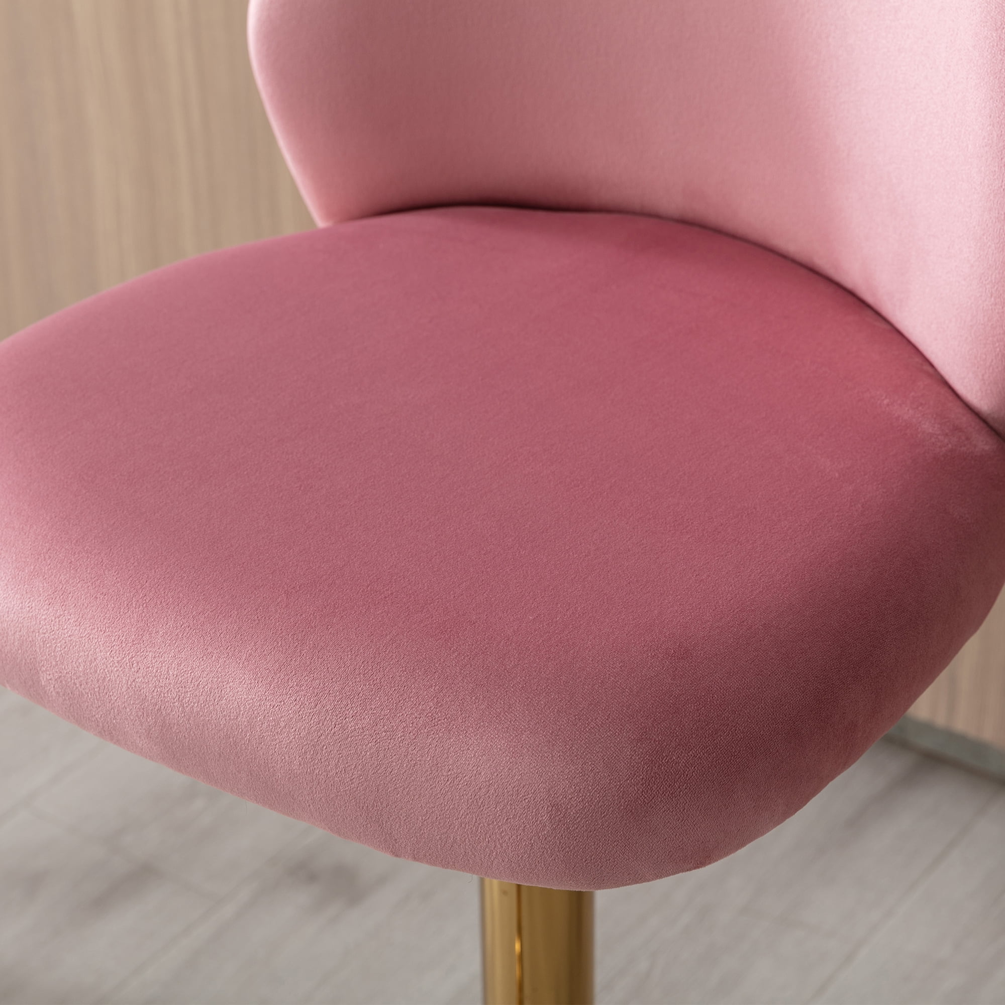 Kadyn Swivel Bar Stools Chair Set of 2, Adjustable Counter Height Barstools with Tufted High Back & Ring Pull, Pink