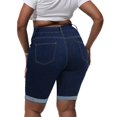 thumbnail image 2 of Pantalones cortos de mezclilla Gocolloa, de cintura alta, elásticos, talla grande, para mujer, 2 of 5