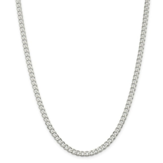 Solid 925 Sterling Silver 4.5mm Curb Cuban Chain Necklace - with Secure Lobster Lock Clasp 24"