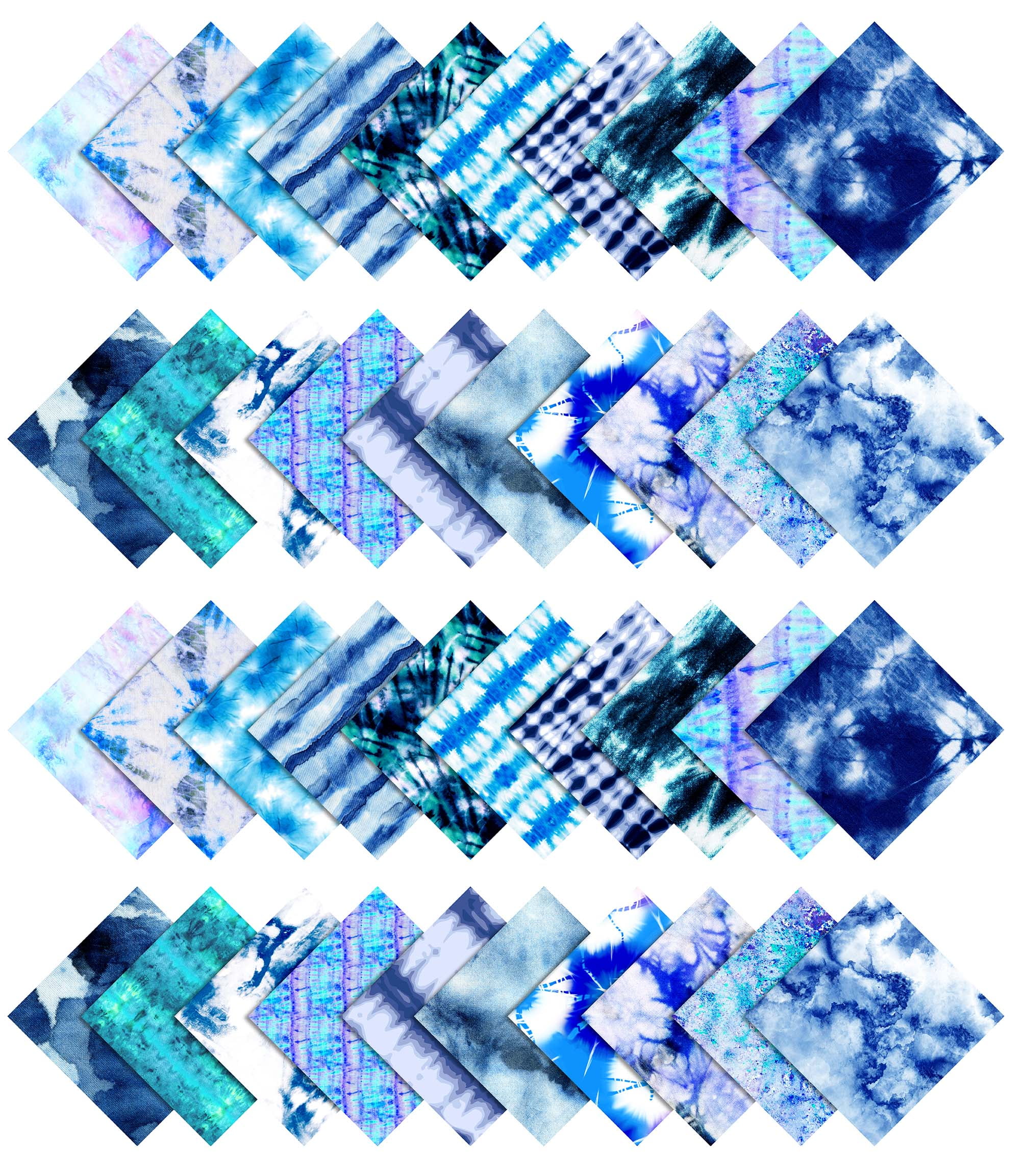 Soimoi Precut 10-inch Chihuahua & Dot Prints Cotton Fabric Bundle Quilting Squares Charm Pack DIY Patchwork Sewing Craft- Blue