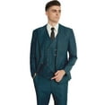 thumbnail image 7 of 3 Piece Mens Linen Suit Slim Fit for Wedding Suit for Men Groosmen Prom Linen Jacket Pant Set Teal XXL, 7 of 7
