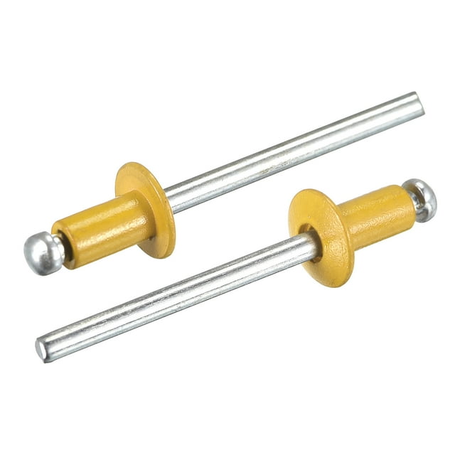 Unique Bargains 4mm x 6mm en Aluminium Tête Ronde Plate Rivets Aveugles, Ton Or 25 Pack