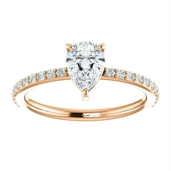 1.22 Ct Stunning Pear Diamond Bridal Rings for Women Solid 14K Rose Gold Size 3