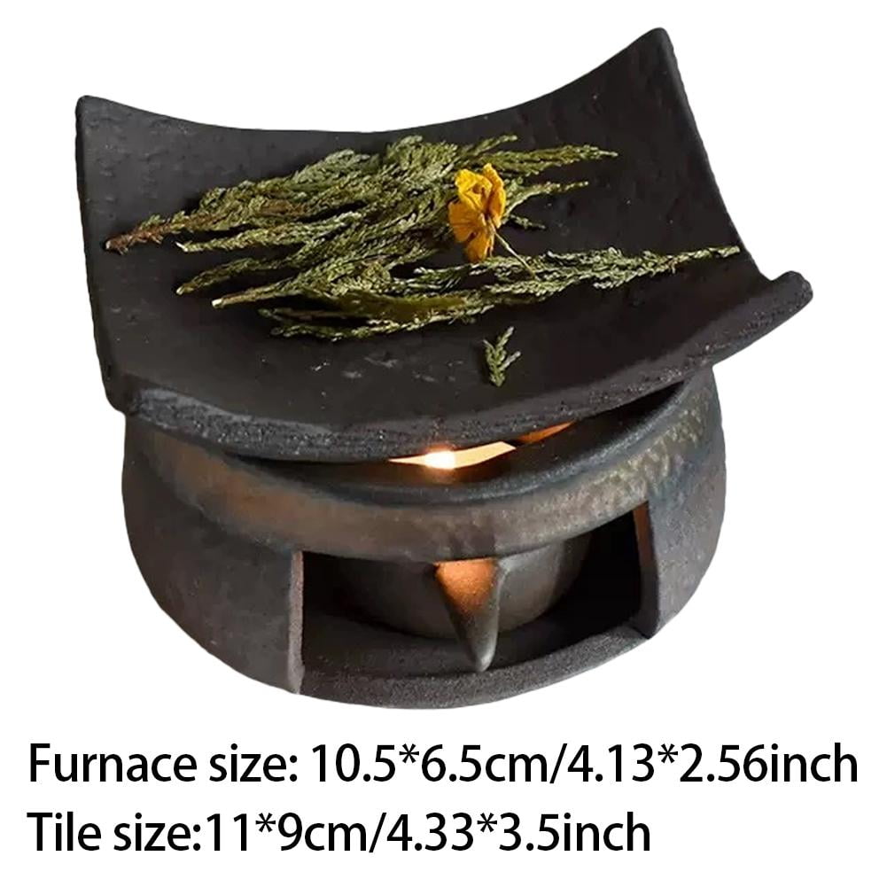 SharkTRUE Cedar and Zen Herb Burner,Ceramic Aromatherapy Stove Essential Oil Burner,Cedar and Zen Incense Burner Kit for Home Office, Tea Light Candle Holders Teapot Warmer for Meditation,Relaxation