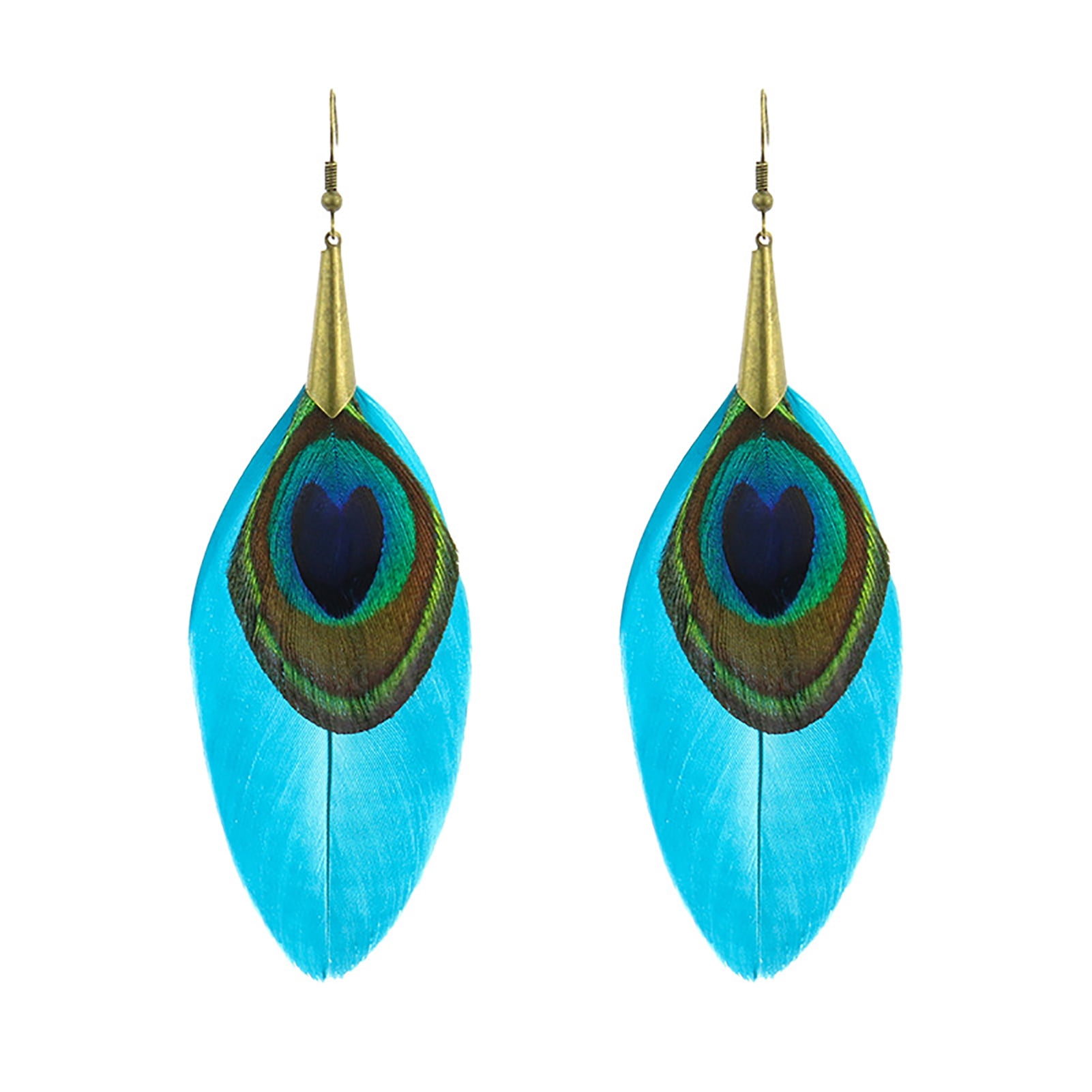 Peacock Blue Circle Drop Earrings