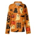 thumbnail image 4 of Halloween Womens Tops Button Down Cute Pumpkin Ghost Bat Womens Blouses Fall Long Sleeve Holiday Tee Top Orange S, 4 of 7