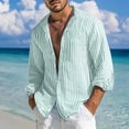thumbnail image 2 of JAJAHO Mens Button Up Dress Shirts Striped Casual Beach Shirt Long Sleeve Lightweight Collared Summer Spring Formal Business Wear Trendy Tops, 2 of 4