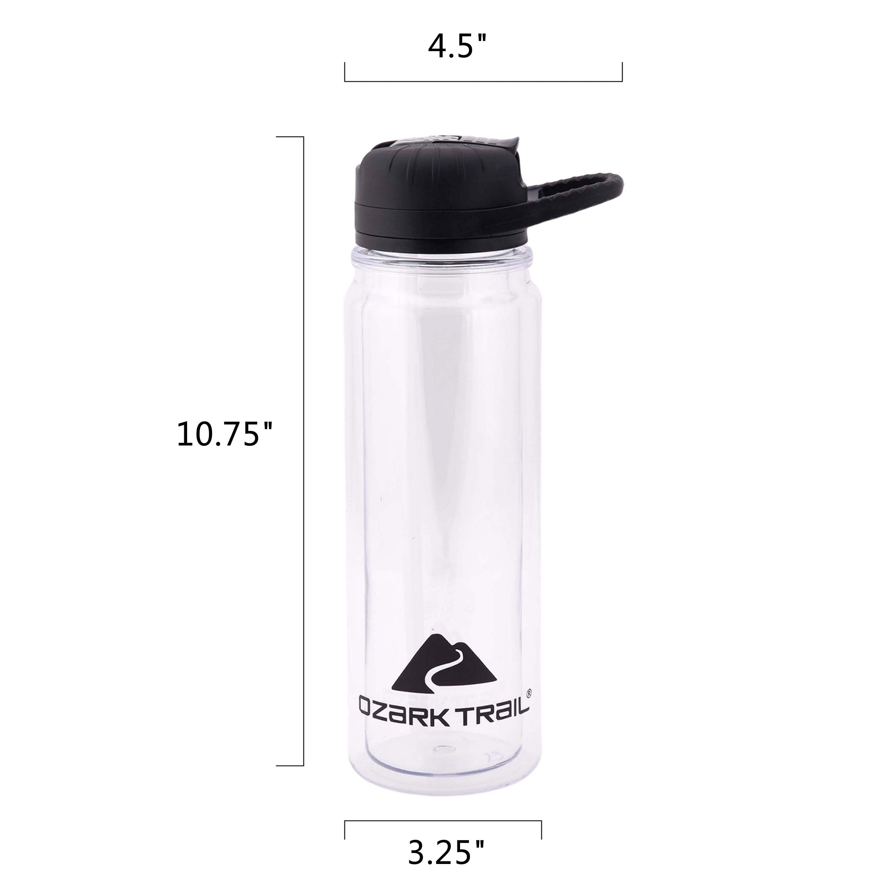 Ozark Trail 24ounce Double-Wall Tritan Water Bottle with Flip Straw Lid, Clear