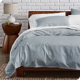 thumbnail image 1 of Bare Home Organic Cotton Duvet Cover Set, 300 Thread Count, Percale Weave, King/Cal King, Dusty Blue, 1 of 5