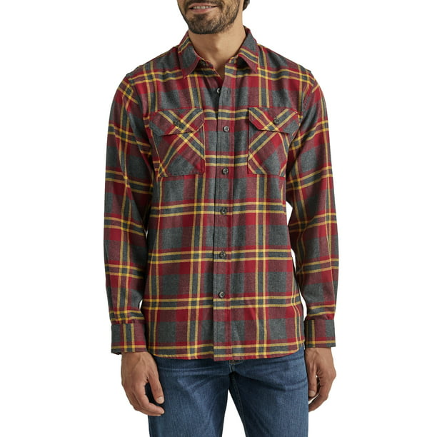 Wrangler® Men's and Big Men's Relaxed Fit Long Sleeve Flannel, Size S ...