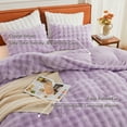 thumbnail image 2 of EMME Faux Fur Duvet Cover Twin-XL Size, 2 Pieces Ultra Soft Fluffy Comforter Cover, Cozy Warm for Winter, Luxury Shaggy Bubble Bedding Sets , 1 Duvet Cover & 1 Pillow Shams (Twin-XL,Purple), 2 of 5