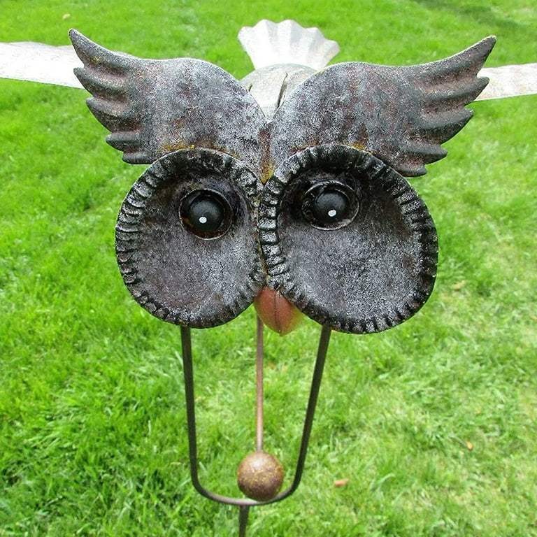 Handcrafted Metal Yard Art Owl Garden Stake
