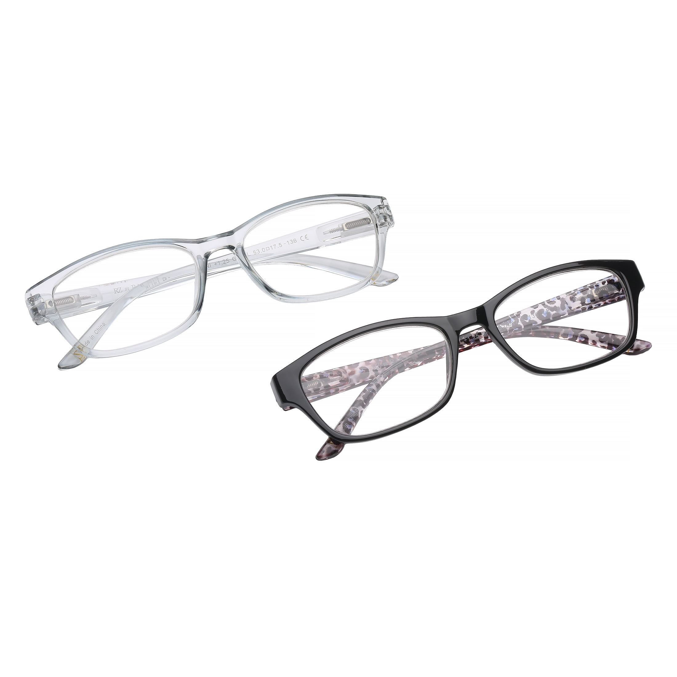 Rz by Rachel Zoe Womens Cateye Reading Glasses with Case, Black/Light Crystal Teal, Joni +1.75