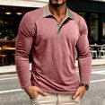 thumbnail image 5 of Mens Long Sleeve Polo Shirts Fashion Casual Raglan Button Polo Tee Collared Golf Shirt M, 5 of 6