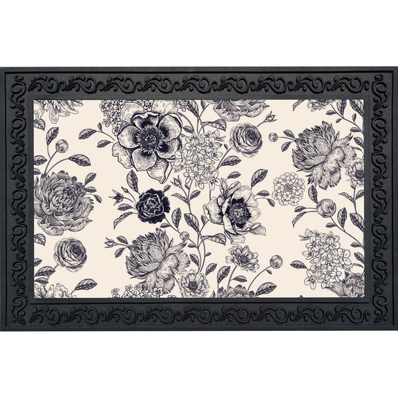 Briarwood Lane Everyday Doormat 30x18 Indoor Outdoor Woodcut Floral Doormat