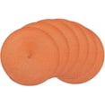 thumbnail image 1 of Juego de 6 manteles individuales redondos trenzados para mesas de comedor, tejidos naturales, resistentes al calor, color naranja, 1 of 4