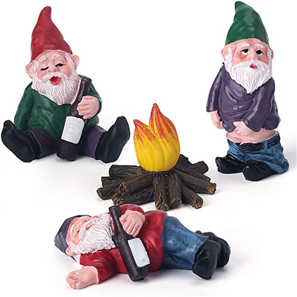 25pcs Miniature Gardening Gnomes Set Fairy Garden Figurines Accessories Drunk Gnomes Kit Fairy Resin Ornaments for Outdoor or House Decor 