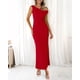 thumbnail image 2 of Vestido largo BTFBM de verano con un solo hombro y abertura fruncida de malla para mujer, 2 of 7