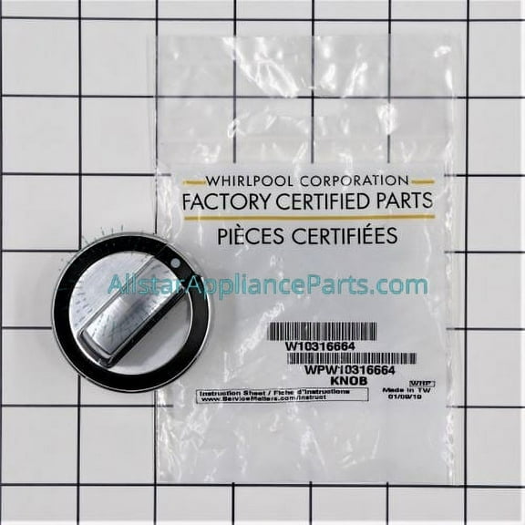 Genuine Whirlpool WPW10316664 Control Control Knob