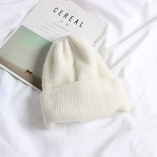 LinYooLi Laine Angora, Bonnet Tricoté pour Femmes, Pulls d'Automne et d'Hiver Bonnet Épais