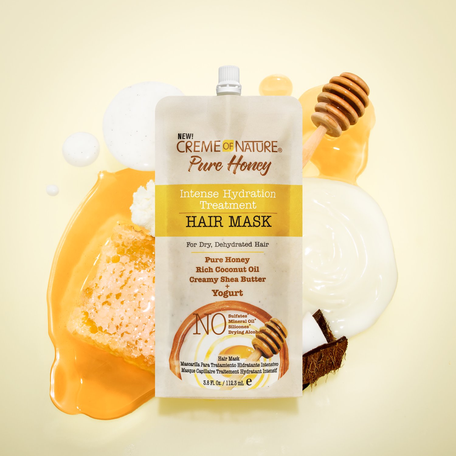 Creme of Nature Pure Honey Intense Hydration Treatment Hair Mask, 3.4 oz - image 5 of 8