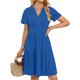 thumbnail image 3 of UVN Vestidos de Verano para Mujer Manga Corta Cuello en V Vestido Midi Damas Casual Playa Línea a Vestido Veraniego con Bolsillos, 3 of 9
