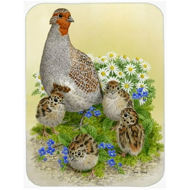 Partridge And Chicks Glass Cutting Board- Large
