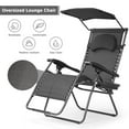 thumbnail image 4 of Canddidliike Folding Recliner Lounge Chair with Shade Canopy Cup Holder-Black, Folding Beach Chair, Portable Camping Chair for Outdoor/Lawn/Trip/Picnic, 4 of 9