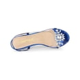 thumbnail image 4 of BLISSFUL STEP Women's Flower Rhinestone Slingback Clear Mid Heel Slip On Sandals Blue 8, 4 of 7