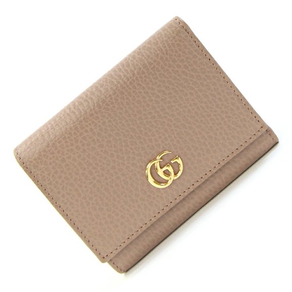 Pre-Owned Gucci Petite Marmont Tri-fold Wallet, Mini 474746, Leather, Compact Double G,...