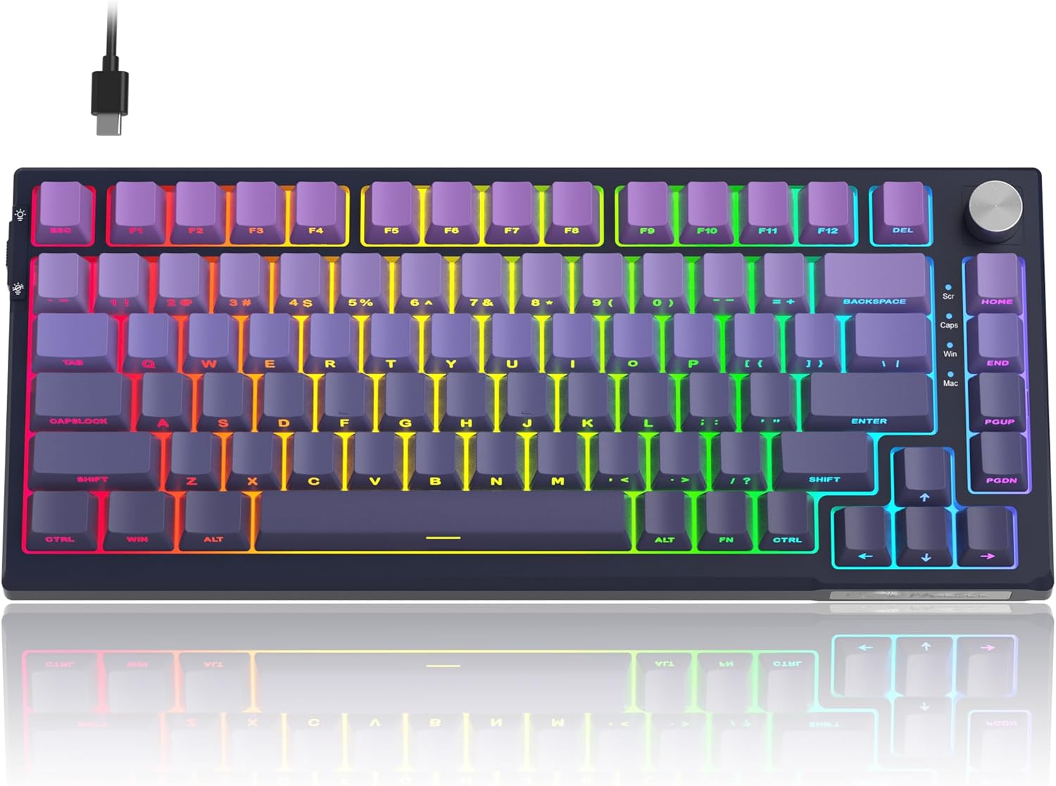 MageGee SKY81 75% Mechanical Gaming Keyboard, Hot Swappable Wired Custom Creamy Keyboards with 5-Layer Sound Dampening, Knob Control, RGB Backlit, Nkro