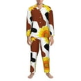 thumbnail image 4 of Bingfone Men'S Pajama Set 2 Piece Loungewear Pjs, Long Sleeve With Pajama Pants-Cow Print Sunflower, 4 of 9