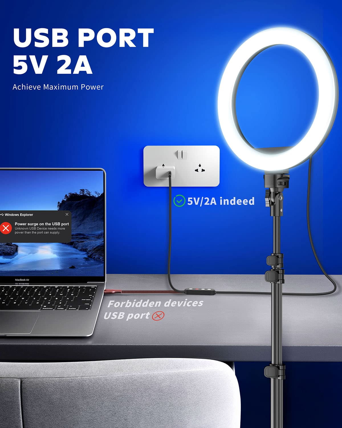 10.2" Selfie Ring Light With 65" Adjustable Tripod Stand & Phone Holder For Live Stream/makeup  Upgraded Dimmable Led Ringlight Tiktok/youtube/zoom Meeting/photography