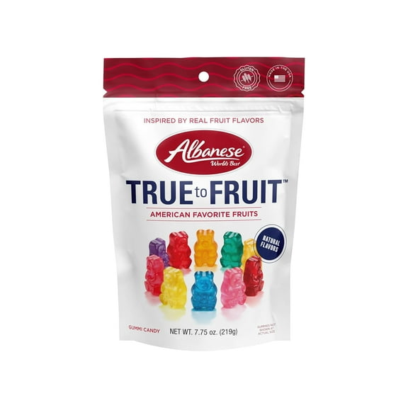 Albanese World's Best True to Fruit™ – American Favorite Fruits Gummies, 7.75oz Bag of Candy, Soft & Chewy Candy Snack, Fruity Flavor Assortment (Pack of 3)