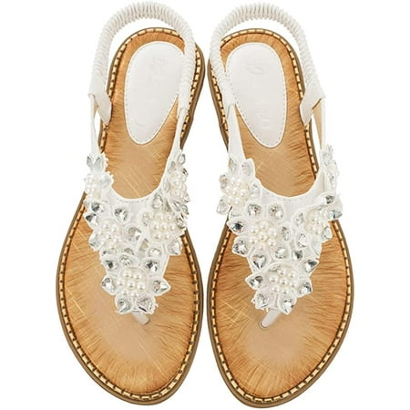 

CoCopeaunts Women\‘s Rhinestones Flat Sandal Ankle Strap Slide Sandals Bling Open Toe Summer Shoes Casual Breathable Sandal