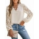 thumbnail image 1 of Blusa Elegante de Encaje para Mujer, Larga, Cuello en V, Ojales, Elegante, para Fiesta, Floral, con Cuello en V Festoneado Albaricoque L, 1 of 9