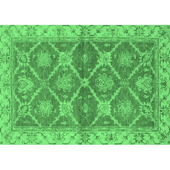 Ahgly Company Indoor Rectangle Abstract Emerald Green Modern Area Rugs, 2' x 5'