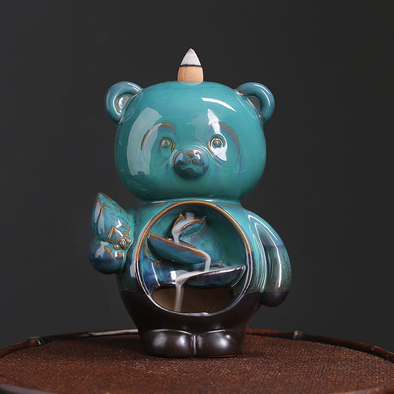 Creative Cute Bear Animal Backflow Incense Burner Smoke Waterfall Aromatherapy Censer Holder for Living Room,Office,Home,Teahouse Decoration