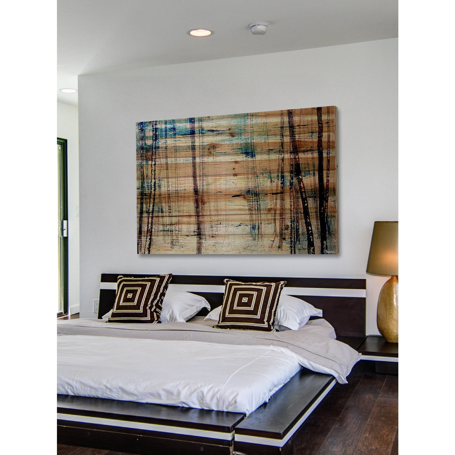 "Splash of Blue Sky" Painting Print on Natural Pine Wood