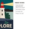 thumbnail image 3 of Connecticut, Go Explore (Lighthouse), Vector Style Birch Wood Wall Sign (12x18 Rustic Home Decor, Ready to Hang Art), 3 of 5