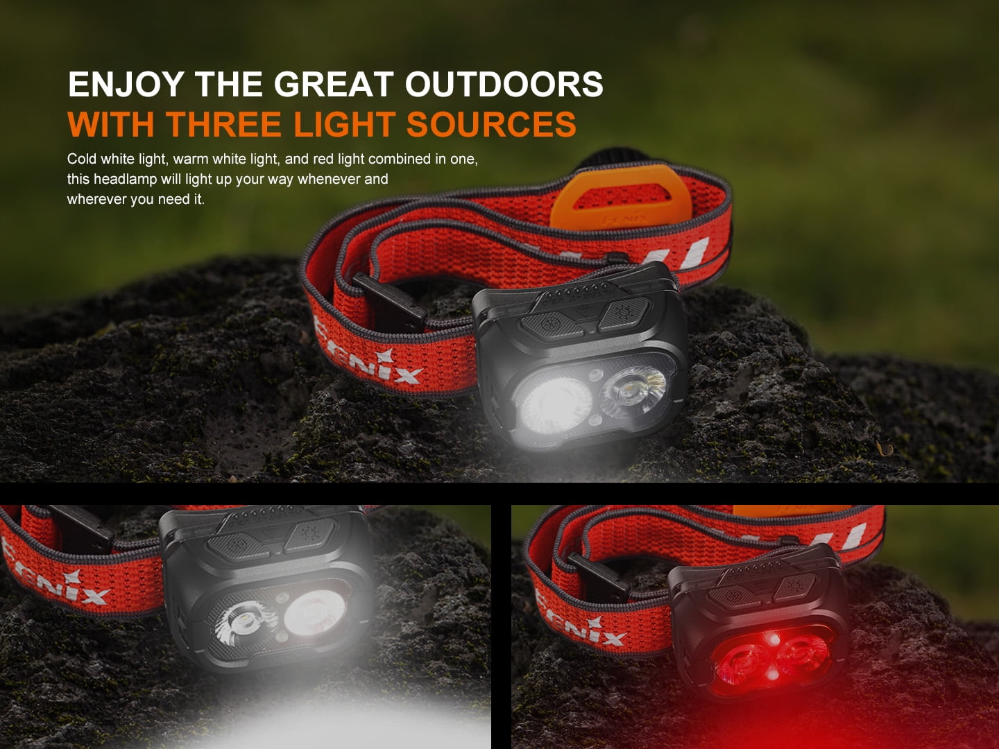 Fenix HL18R-T V2.0 800 Lumen Rechargeable Trail Running Headlamp + LumenTac Organizer
