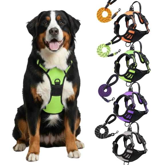 No Pull Dog Harness, No Chock Adjustable Soft Padded Pet Vest with Easy Control Handle, Easy Wearing with Stylish, Reinforced Knot