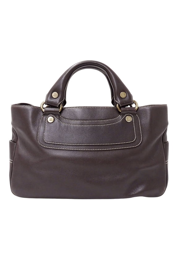 Pre-Owned Celine CELINE handbag for women, brand name, leather, Boogie Bag, dark brown, simple...