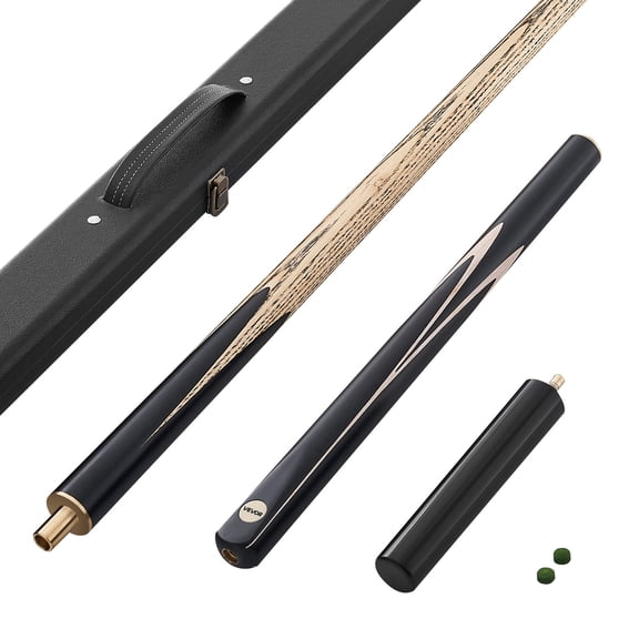 VEVOR Pool Cue, 57 inch Jointed Snooker Cue, Snooker Cues Stick with Extension Rod & 0.38 inch Leather Tip, 19 oz Pools Stick for Professional Pool Table, Bar, Home, Office, Includes Wooden Case